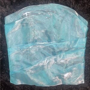Aqua Iridescent Sheer Corset Tube Top